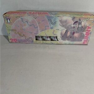 Vintage 90s Easter White Bunny indoor/outdoor lights, blow mold, NEW #A115
